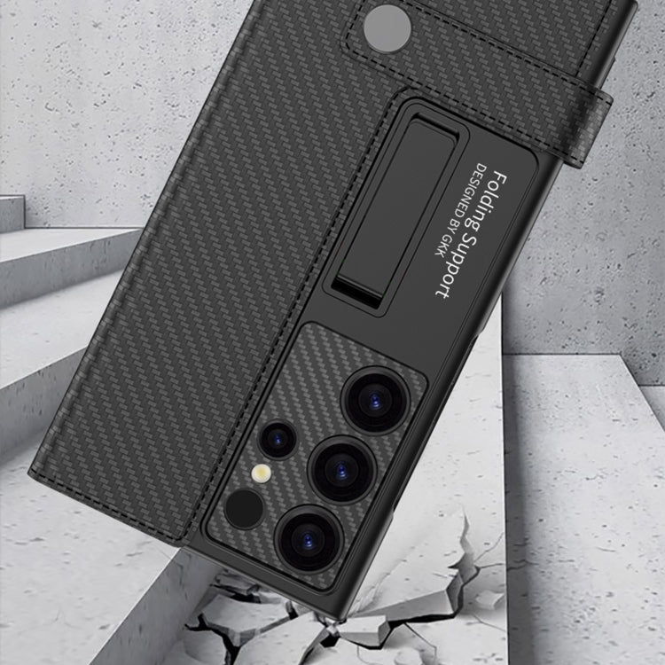 For Samsung Galaxy S25+ 5G GKK Flip Wallet Leather Phone Case(Carbon Fiber Texture) by GKK
