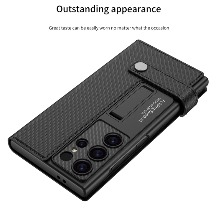 For Samsung Galaxy S25 Ultra 5G GKK Flip Wallet Leather Phone Case, Without Pen(Carbon Fiber Texture) by GKK