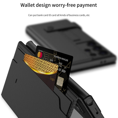 For Samsung Galaxy S25 Ultra 5G GKK Flip Wallet Leather Phone Case, Without Pen(Carbon Fiber Texture) by GKK