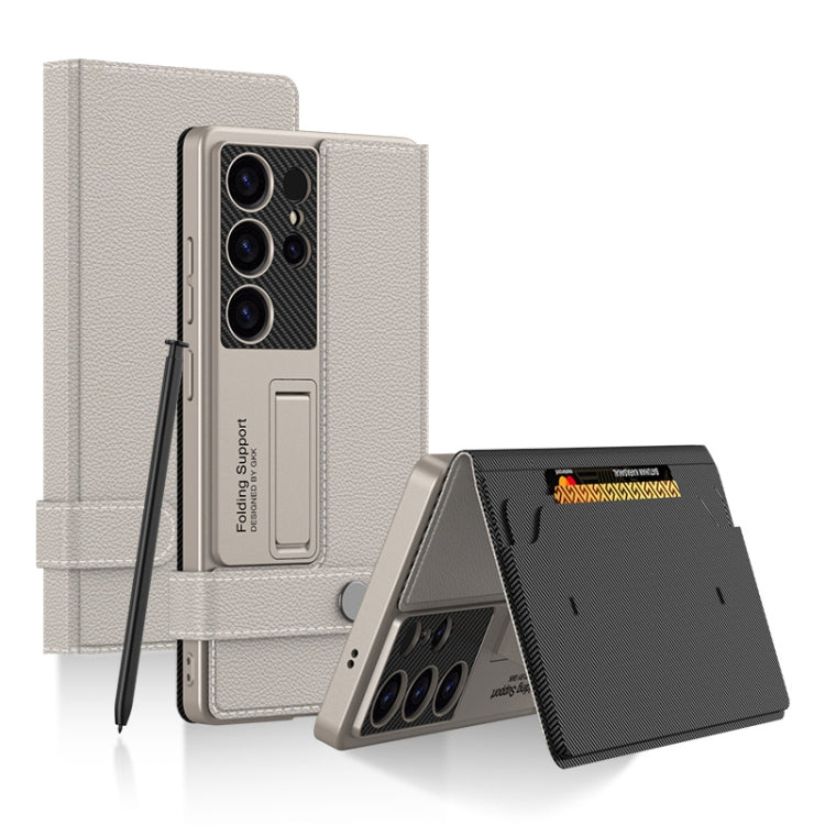 For Samsung Galaxy S25 Ultra 5G GKK Flip Wallet Leather Phone Case, Without Pen(Grey) by GKK