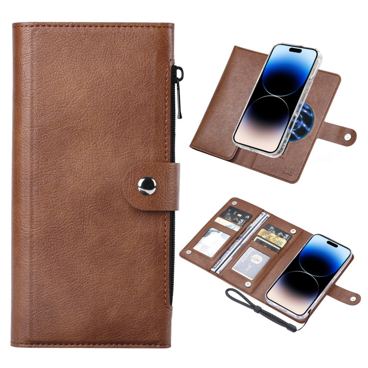 For iPhone 14 Pro Max ViLi GVS-C Series MagSafe Magnetic RFID Leather Flip Phone Case(Brown) - iPhone 14 Pro Max Cases by ViLi | Online Shopping UK | buy2fix