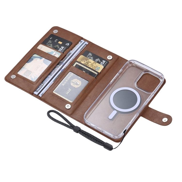 For iPhone 14 Plus ViLi GVS-C Series MagSafe Magnetic RFID Leather Flip Phone Case(Brown) - iPhone 14 Plus Cases by ViLi | Online Shopping UK | buy2fix