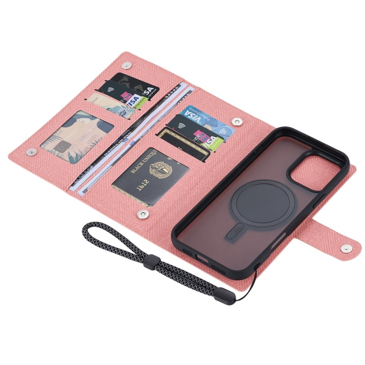 For iPhone 15 ViLi GBS Series MagSafe Magnetic RFID Leather Flip Phone Case(Pink) - iPhone 15 Cases by ViLi | Online Shopping UK | buy2fix