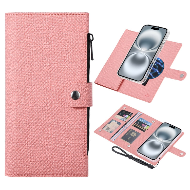 For iPhone 16 Plus ViLi GBS-C Series MagSafe Magnetic RFID Leather Flip Phone Case(Pink) by ViLi