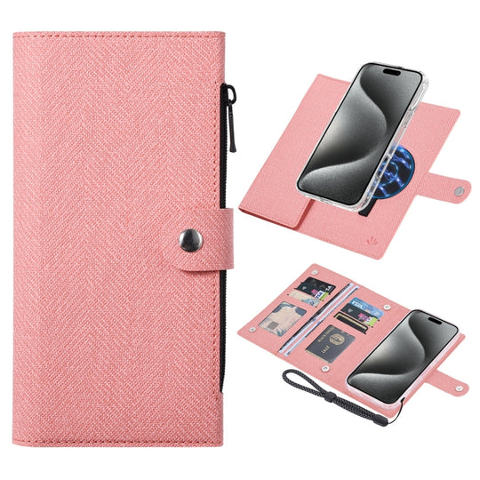 For iPhone 15 Pro ViLi GBS-C Series MagSafe Magnetic RFID Leather Flip Phone Case(Pink)