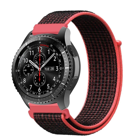 For Samsung Galaxy Watch 42mm Nylon Braided Watch Band(Red Black) by buy2fix