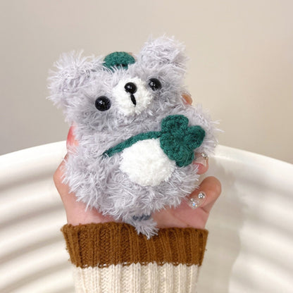 For AirPods 4 Plush Earphone Protective Soft Case(Leaf Raccoon) - For AirPods 4 by buy2fix | Online Shopping UK | buy2fix