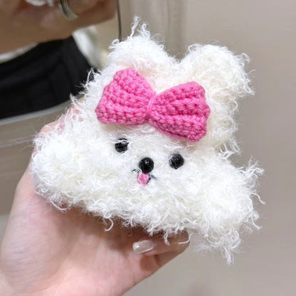 For AirPods Pro 2 / Pro Plush Earphone Protective Soft Case(Bow Dog) - For AirPods Pro by buy2fix | Online Shopping UK | buy2fix