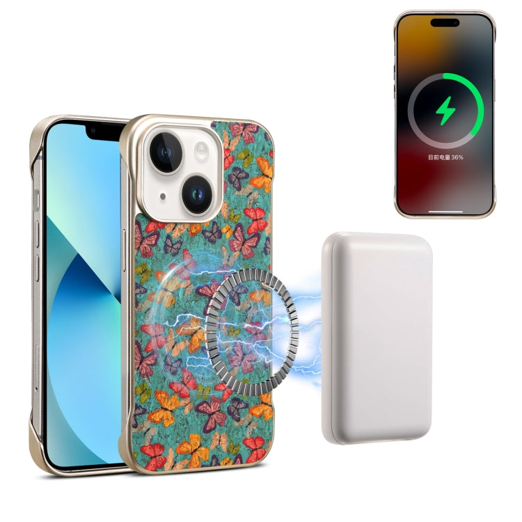 For iPhone 14 / 13 Denior A18 Paint MagSafe Phone Case(Butterflies) - iPhone 14 Cases by Denior | Online Shopping UK | buy2fix