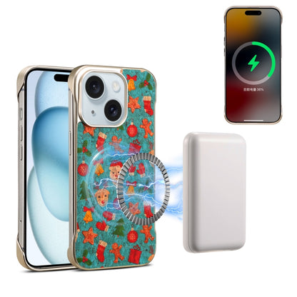For iPhone 15 Denior A18 Paint MagSafe Phone Case(Christmas) - iPhone 15 Tempered Glass by Denior | Online Shopping UK | buy2fix
