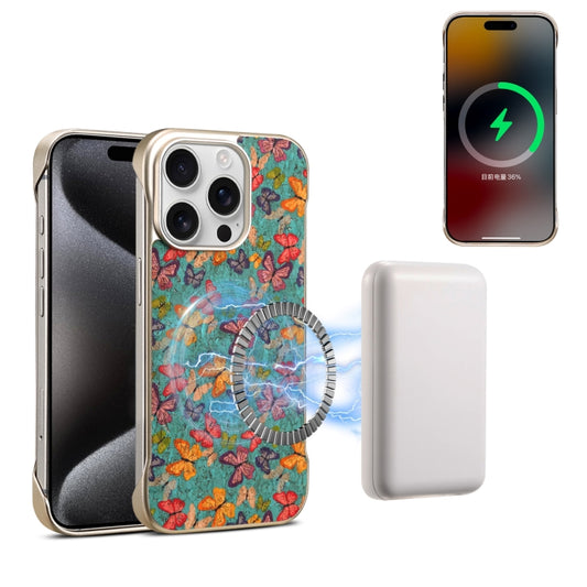 For iPhone 15 Pro Denior A18 Paint MagSafe Phone Case(Butterflies) - iPhone 15 Pro Cases by Denior | Online Shopping UK | buy2fix