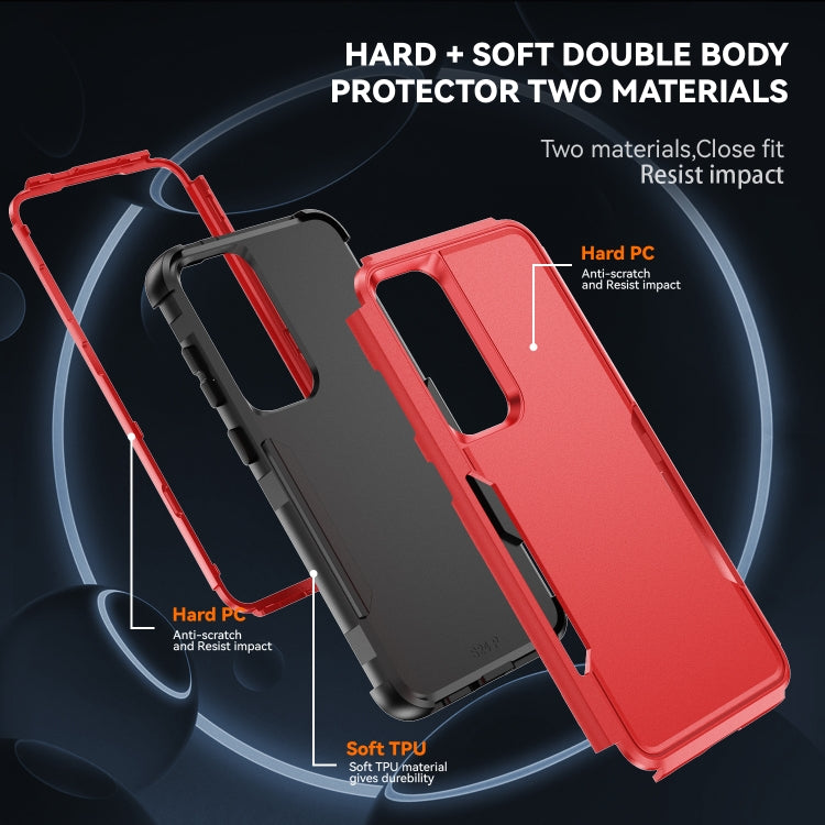 For Samsung Galaxy S25 5G TPU + PC Shockproof Protective Phone Case(Red + Black) by buy2fix