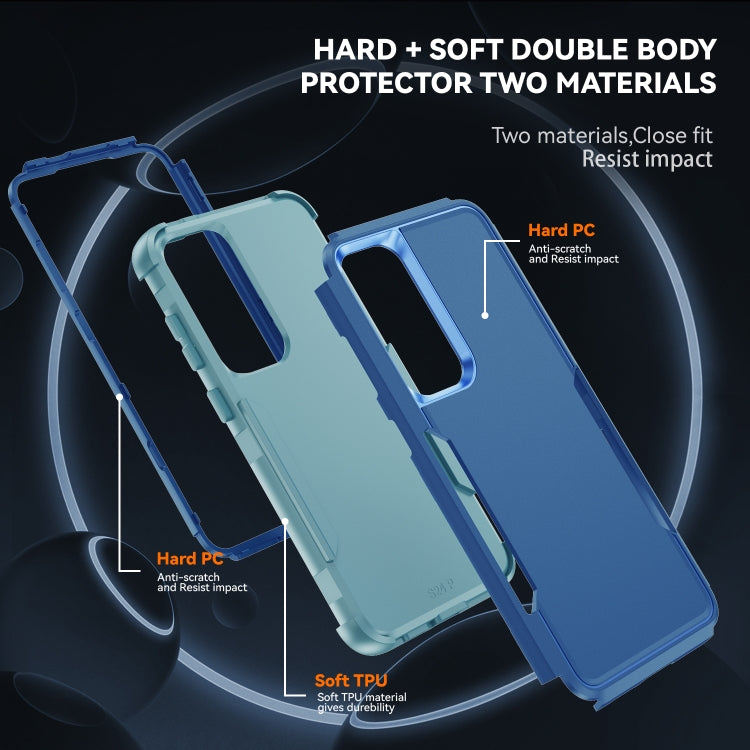 For Samsung Galaxy S25 5G TPU + PC Shockproof Protective Phone Case(Royal Blue + Grey Green) by buy2fix