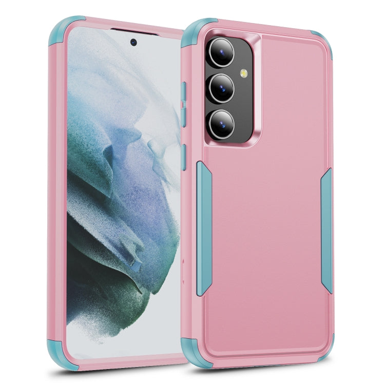 For Samsung Galaxy S25+ 5G TPU + PC Shockproof Protective Phone Case(Pink + Grey Green) - Galaxy S25+ 5G Cases by buy2fix | Online Shopping UK | buy2fix