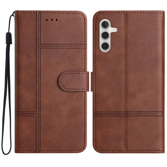 For Samsung Galaxy A56 5G Cowhide Texture Stitching Leather Phone Case(Coffee)