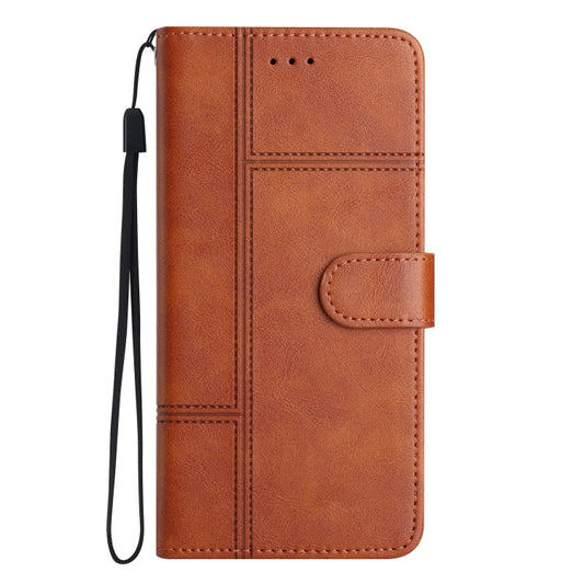 For Samsung Galaxy S25 5G Cowhide Texture Stitching Leather Phone Case(Brown) by buy2fix