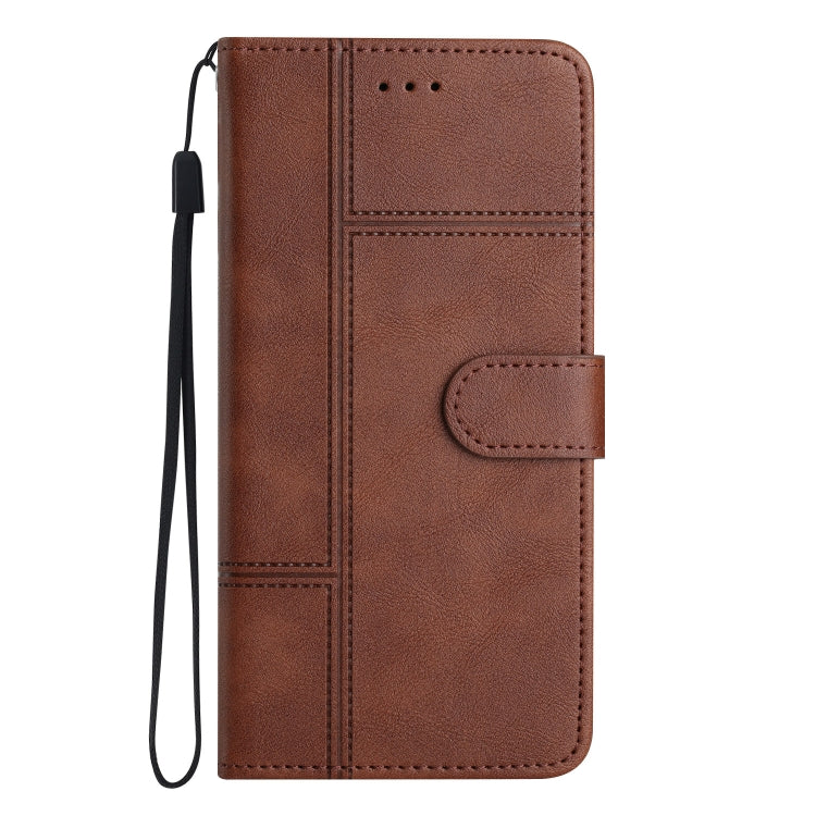 For Samsung Galaxy S25 Ultra 5G Cowhide Texture Stitching Leather Phone Case(Coffee) by buy2fix
