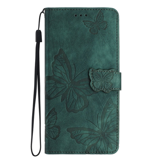 For Samsung Galaxy S25 Ultra 5G Skin-feel Embossed Butterfly Leather Phone Case(Green) by buy2fix