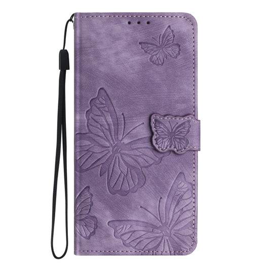For Samsung Galaxy S25 Ultra 5G Skin-feel Embossed Butterfly Leather Phone Case(Purple) by buy2fix