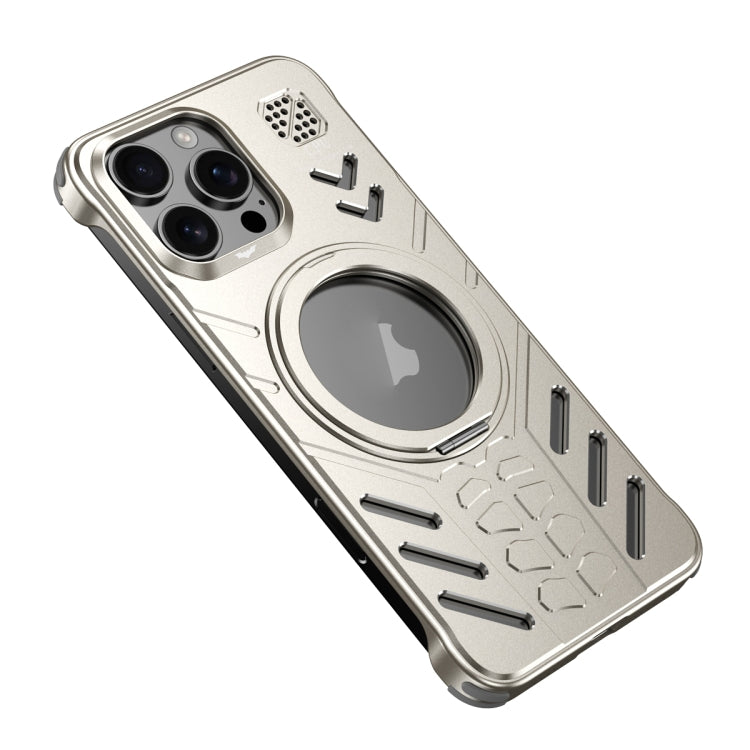 For iPhone 16 Pro Knight Series Alloy Cooling MagSafe Phone Case(Titanium) - iPhone 16 Pro Cases by buy2fix | Online Shopping UK | buy2fix