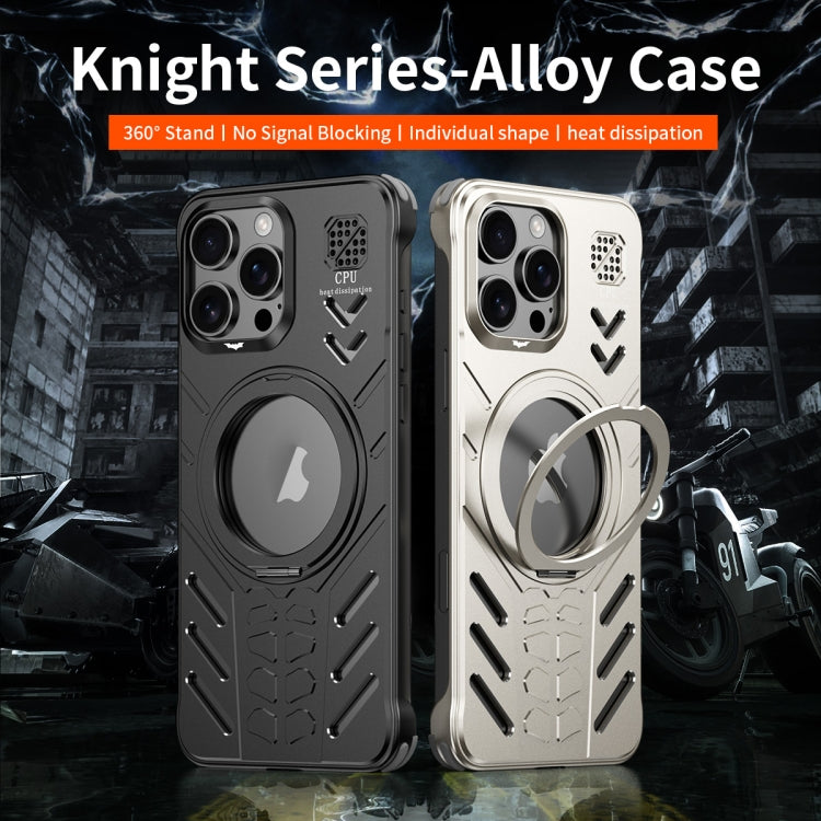 For iPhone 16 Pro Knight Series Alloy Cooling MagSafe Phone Case(Titanium) - iPhone 16 Pro Cases by buy2fix | Online Shopping UK | buy2fix