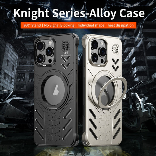 For iPhone 16 Pro Max Knight Series Alloy Cooling MagSafe Phone Case(Titanium) - iPhone 16 Pro Max Cases by buy2fix | Online Shopping UK | buy2fix