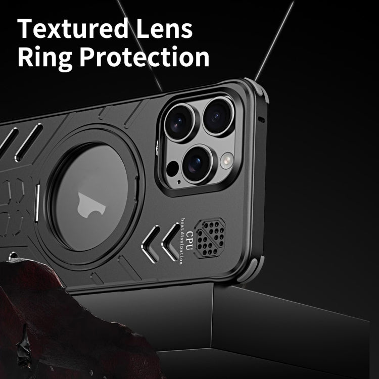 For iPhone 16 Pro Knight Series Alloy Cooling MagSafe Phone Case(Gold) - iPhone 16 Pro Cases by buy2fix | Online Shopping UK | buy2fix