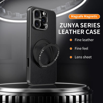 For iPhone 16 Plain Leather MagSafe Holder Phone Case(Sierra Blue) - iPhone 16 Cases by buy2fix | Online Shopping UK | buy2fix