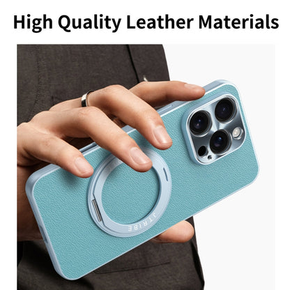 For iPhone 16 Pro Max Plain Leather MagSafe Holder Phone Case(Sierra Blue) - iPhone 16 Pro Max Cases by buy2fix | Online Shopping UK | buy2fix