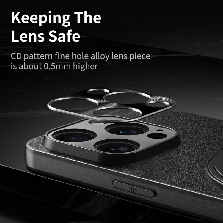 For iPhone 16 Plain Leather MagSafe Holder Phone Case(Black) - iPhone 16 Cases by buy2fix | Online Shopping UK | buy2fix