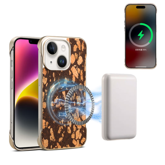 For iPhone 15 Plus / 14 Plus Denior A18 WoodenPaint MagSafe Phone Case(Brown) - iPhone 15 Plus Cases by Denior | Online Shopping UK | buy2fix