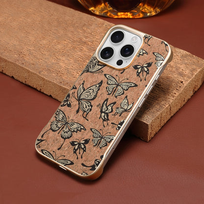 For iPhone 14 Pro Denior A18 WoodenPaint MagSafe Phone Case(Butterflies) - iPhone 14 Pro Cases by Denior | Online Shopping UK | buy2fix