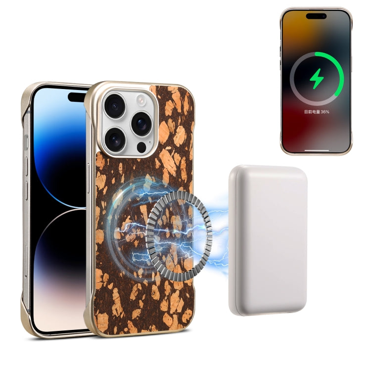 For iPhone 14 Pro Max Denior A18 WoodenPaint MagSafe Phone Case(Brown) - iPhone 14 Pro Max Cases by Denior | Online Shopping UK | buy2fix