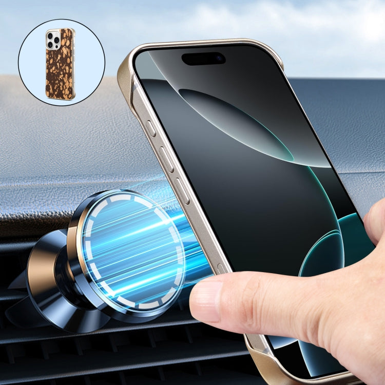 For iPhone 14 Pro Max Denior A18 WoodenPaint MagSafe Phone Case(Brown) - iPhone 14 Pro Max Cases by Denior | Online Shopping UK | buy2fix