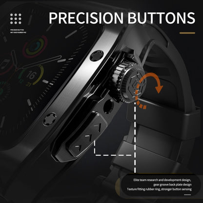 For Apple Watch 44mm / 45mm RedPepper Armor Metal Case Integrated Silicone Watch Band(Black) by RedPepper