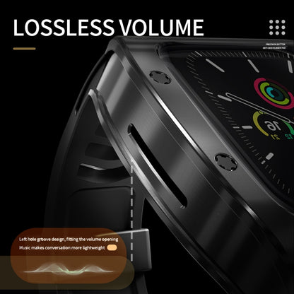 For Apple Watch 44mm / 45mm RedPepper Armor Metal Case Integrated Silicone Watch Band(Black) by RedPepper