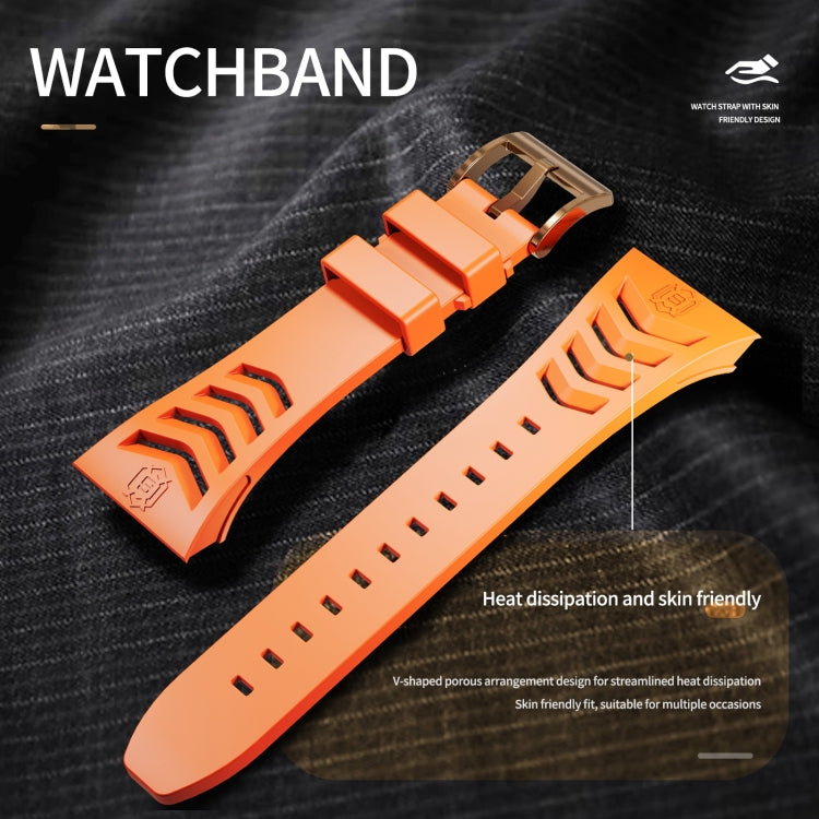 For Apple Watch 44mm / 45mm RedPepper Armor Metal Case Integrated Silicone Watch Band(Rose Gold Orange) by RedPepper