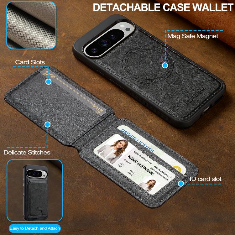 For Google Pixel 10 / 10 Pro LC.IMEEKE L3 Series Detachable RFID Card Bag Magsafe Phone Case(Black) - Google Cases by LC.IMEEKE | Online Shopping UK | buy2fix