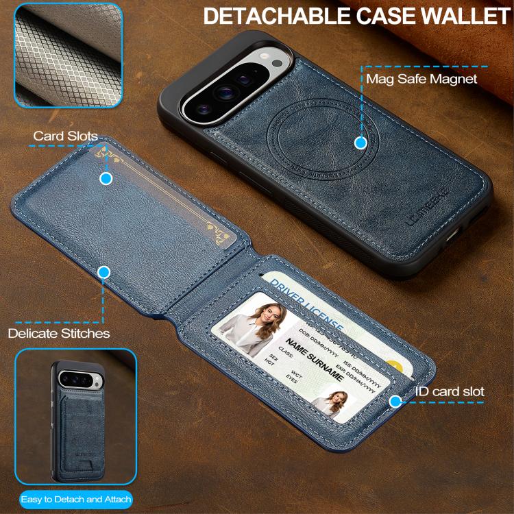 For Google Pixel 10 / 10 Pro LC.IMEEKE L3 Series Detachable RFID Card Bag Magsafe Phone Case(Blue) - Google Cases by LC.IMEEKE | Online Shopping UK | buy2fix