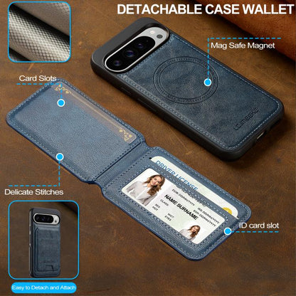 For Google Pixel 10 / 10 Pro LC.IMEEKE L3 Series Detachable RFID Card Bag Magsafe Phone Case(Blue) - Google Cases by LC.IMEEKE | Online Shopping UK | buy2fix