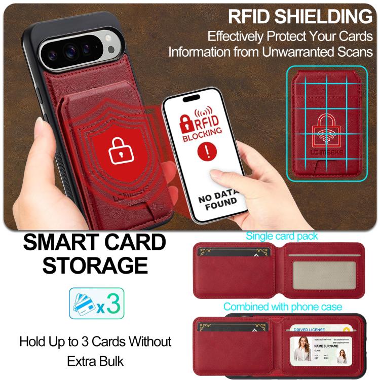 For Google Pixel 10 / 10 Pro LC.IMEEKE L3 Series Detachable RFID Card Bag Magsafe Phone Case(Red) - Google Cases by LC.IMEEKE | Online Shopping UK | buy2fix