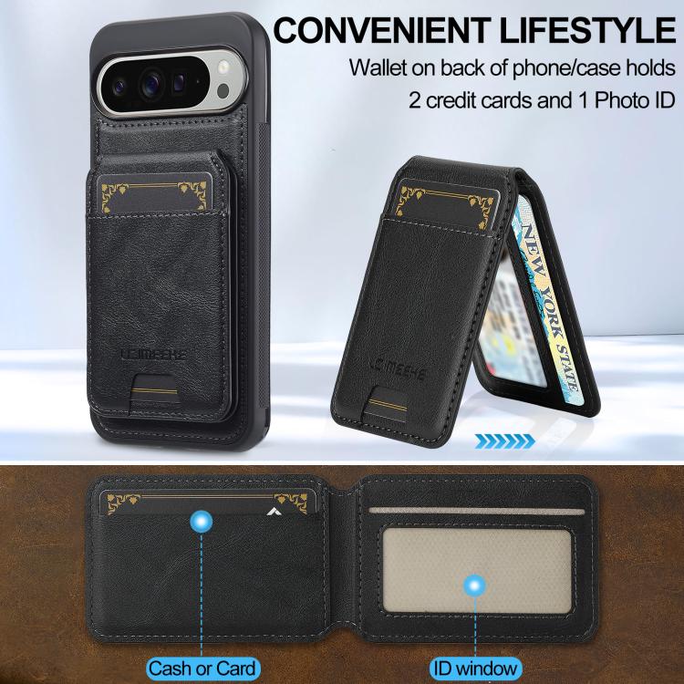 For Google Pixel 10 Pro XL LC.IMEEKE L3 Series Detachable RFID Card Bag Magsafe Phone Case(Black) - Google Cases by LC.IMEEKE | Online Shopping UK | buy2fix