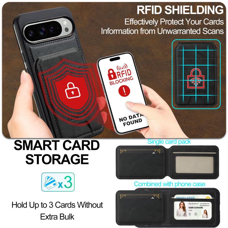 For Google Pixel 10 Pro XL LC.IMEEKE L3 Series Detachable RFID Card Bag Magsafe Phone Case(Black) - Google Cases by LC.IMEEKE | Online Shopping UK | buy2fix
