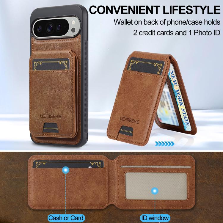 For Google Pixel 10 Pro XL LC.IMEEKE L3 Series Detachable RFID Card Bag Magsafe Phone Case(Brown) - Google Cases by LC.IMEEKE | Online Shopping UK | buy2fix