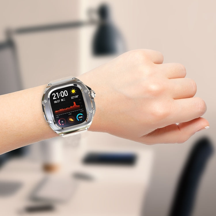 For Apple Watch Ultra 3 / 2 / 1 49mm RedPepper Armor Metal Case Integrated Silicone Watch Band(Steel Black White) by RedPepper