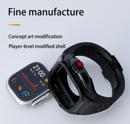 For Apple Watch Ultra 1 / 2 49mm RedPepper Armor Metal Case Integrated Silicone Watch Band(Black) - Watch Cases by RedPepper | Online Shopping UK | buy2fix