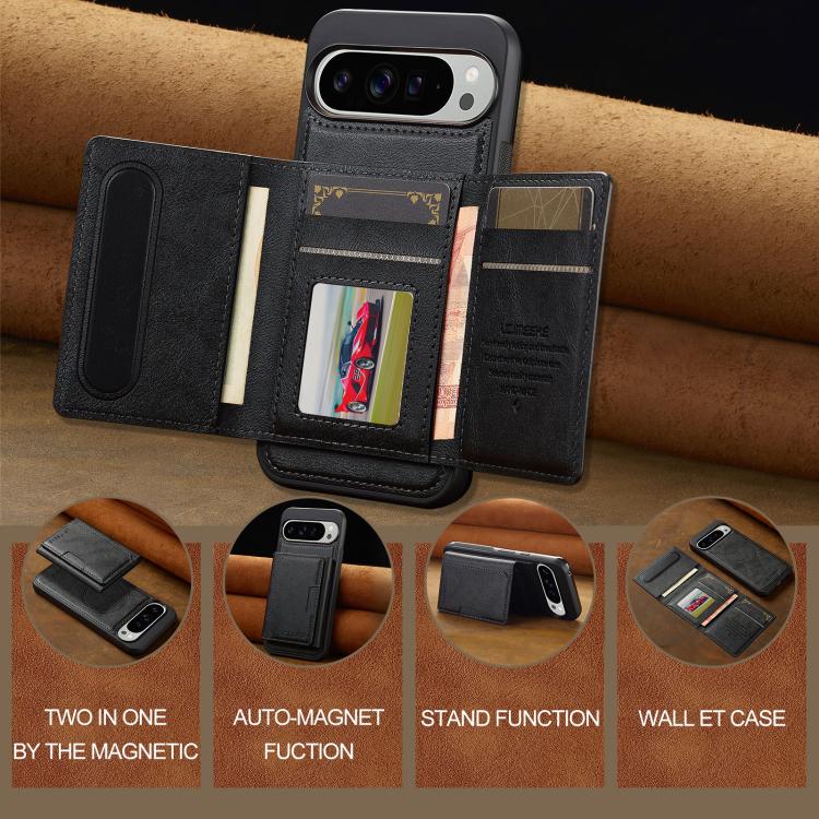 For Google Pixel 10 Pro XL LC.IMEEKE L5 Series Detachable RFID Card Bag Magsafe Phone Case(Black) - Google Cases by LC.IMEEKE | Online Shopping UK | buy2fix