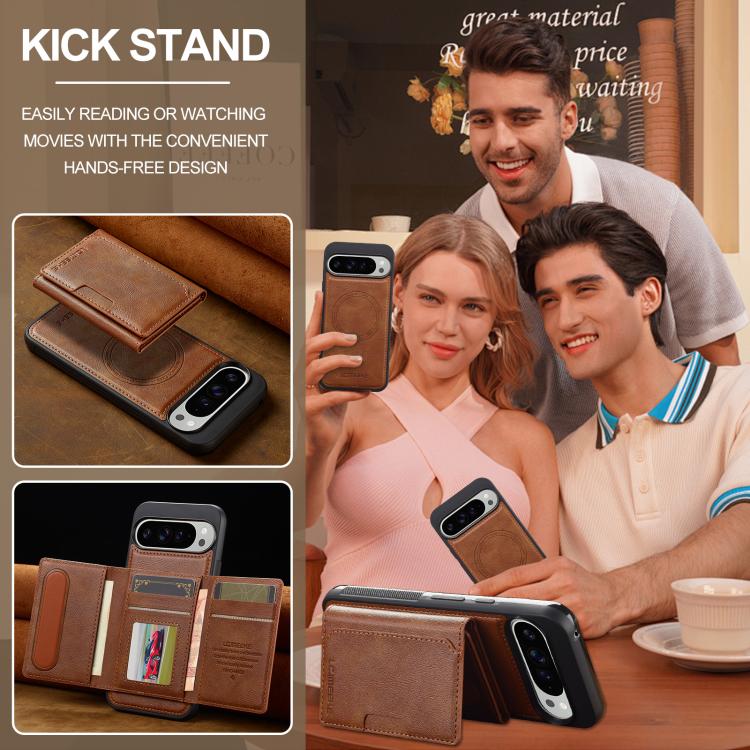 For Google Pixel 10 Pro XL LC.IMEEKE L5 Series Detachable RFID Card Bag Magsafe Phone Case(Brown) - Google Cases by LC.IMEEKE | Online Shopping UK | buy2fix