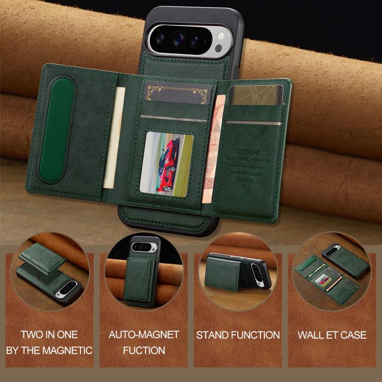 For Google Pixel 10 Pro XL LC.IMEEKE L5 Series Detachable RFID Card Bag Magsafe Phone Case(Green) - Google Cases by LC.IMEEKE | Online Shopping UK | buy2fix