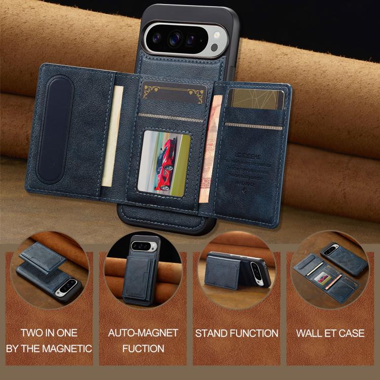 For Google Pixel 10 / 10 Pro LC.IMEEKE L5 Series Detachable RFID Card Bag Magsafe Phone Case(Blue) - Google Cases by LC.IMEEKE | Online Shopping UK | buy2fix